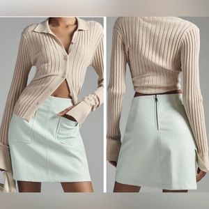Anthropologie Faux Leather A-line Mini Skirt, Size M
